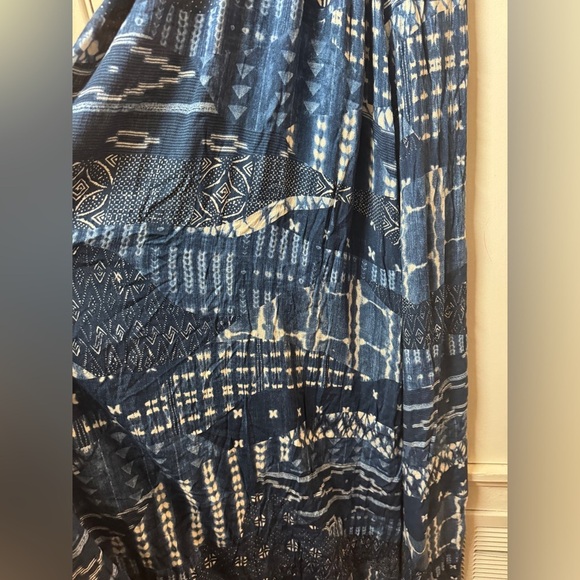 NWT Tysa Garbo Indigo Seas Blue White Patchwork Print Maxi Wrap Dress Size 2 - Picture 11 of 14